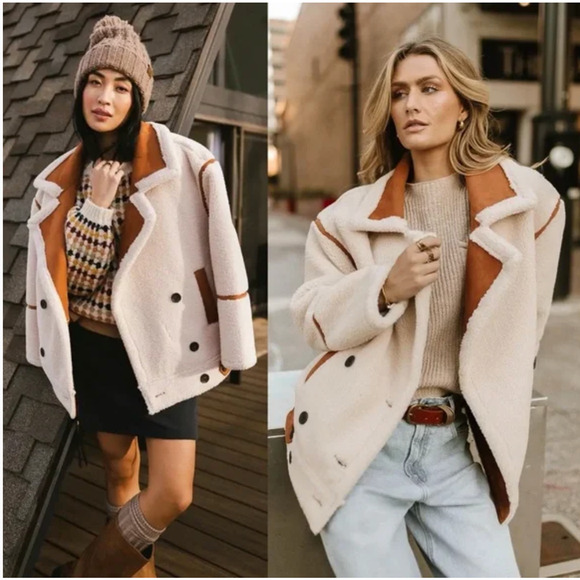 Blank NYC Double Breasted Oversize Faux Sherpa Teddy Bear Jacket Size: S - Picture 6 of 16